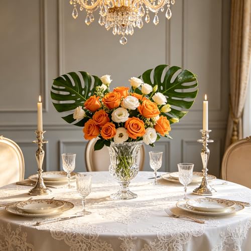 Rose Artificial Flowers Velvet Bouquet with Long Stem Real Touch Fake Roses Florals for Bridal Wedding Bouquet Party Arrangement Centerpiece Decorations (36, Orange) - color: Orange