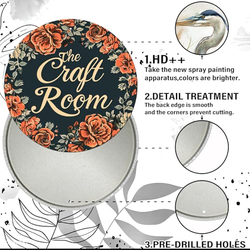 Vintage Round Metal Sign - Craft Room Wall Art - Rustic Wreath Decor - 8 Inch - color: Thanksgiving 13, size: 8 inches