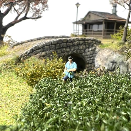 120 Pcs 8-Color Miniature Tea Garden Grass Tufts - Static Artificial Grass Plants for Diorama, Model Railway, Train Scene Decoration,Ages 14+ (0.8cm)(Abies Color) - color: Abies color