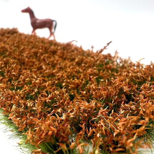 120 Pcs 8-Color Miniature Tea Garden Grass Tufts - Static Artificial Grass Plants for Diorama, Model Railway, Train Scene Decoration,Ages 14+ (0.8cm) (Golden) - color: Golden