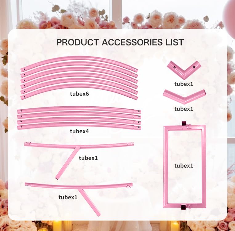 Heart Shape Wedding Metal Arch Backdrop Pink Flower Balloon Arbors Stand for Wedding Birthday Party, Graduation Decorations and Baby Shower 2M - size: Pink 6.6FT