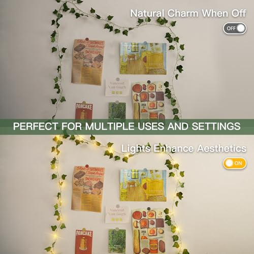 suddus Fake Vines with Lights Battery Operated, 20 LED 6.56FT Ivy Garland Fairy Lights with Timer, Leaf String Lights for Bedroom,Room,Window,Wall,Party,Garden,Wedding Indoor Decor (Warm White) - color: Ivy, size: 20 LED-Copper Wire Battery-Powered