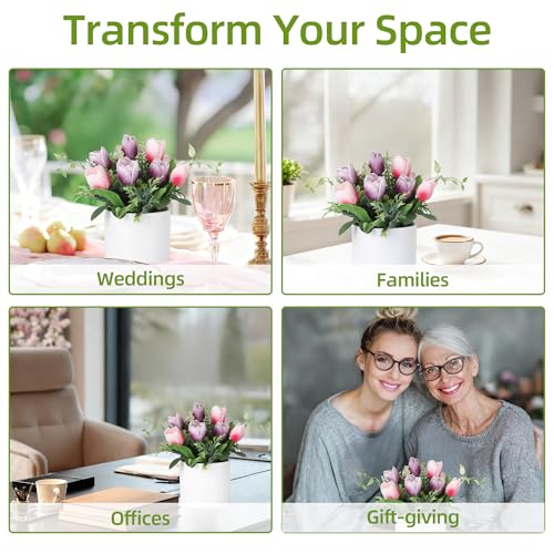 10 Real Touch Lilies, Lifelike Artificial Flowers for Wedding Decor, Home Garden Accents, and Elegant Easter Centerpieces - color: Purple Pink, size: porcelain