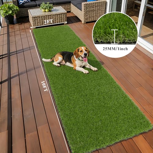HEBE Artificial Grass Turf Rug 2'x10', Fake Grass Mat with Drainage Holes | Washable Reusable Turf Carpet Runner Dog Pee Grass Pads for Dogs Potty, Lawn, Balcony, Indoor Outdoor - size: 2' x 10'