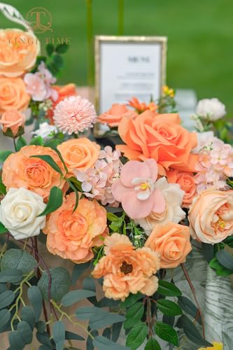 TINGE TIME Artificial Sweetheart Flower Swag with Table Cloth and Table Runner, Pack of 3 Floral Arrangement for Wedding Sweetheart Table Centerpiece Decoration (CoralPink&Champagne) - color: Coral Pink & Champagne