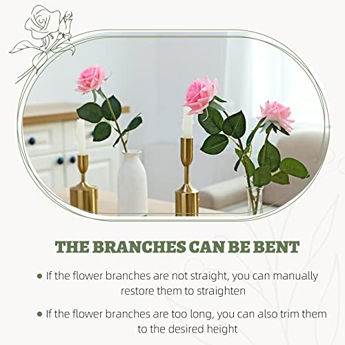 ZMZQ&flw Pink Roses Artificial Flowers 12PCS, Real Touch Silk Flowers, Realistic Single Fake Flower with Individual Stems Leaves - color: Pink 12pcs