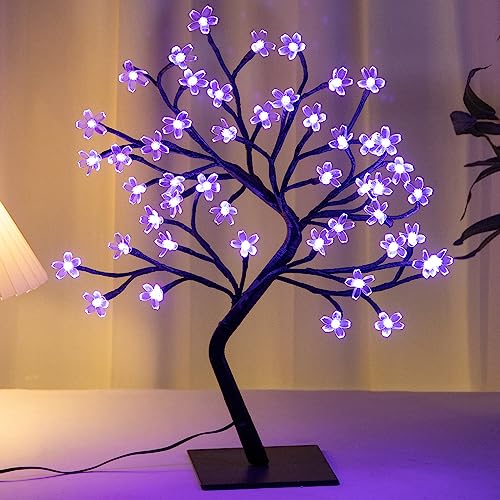 BDUSXYZ Set of 2 Lighted Cherry Blossom Tree - 48 LED 16 Color-Changing 4 Modes Plug in Artificial Bonsai Tree as Night Lights for Halloween Thanksgiving Christmas Wedding Party - size: 48L-2Pcs