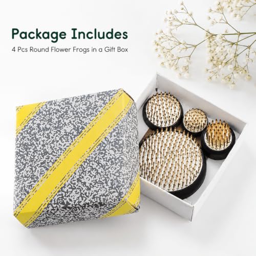 Youeon 4 Pcs Round Flower Frogs, 0.9/1/1.3/2.3" Flower Arranger Flower Fixed Tools, Japanese Flower Holder Floral Frogs Pin Frogs for Flower Arrangement, Plant Fixation and Decoration