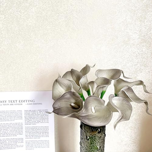 20Pcs 2.1 Inch Green White Purple Calla Lily Artificial Flowers Faux Calla Lily Fake Flowers Bulk Real Touch Latex Calla Lilies Flowers for Home Wedding Party Plant Decoration Table Centerpieces - color: Green White Purple