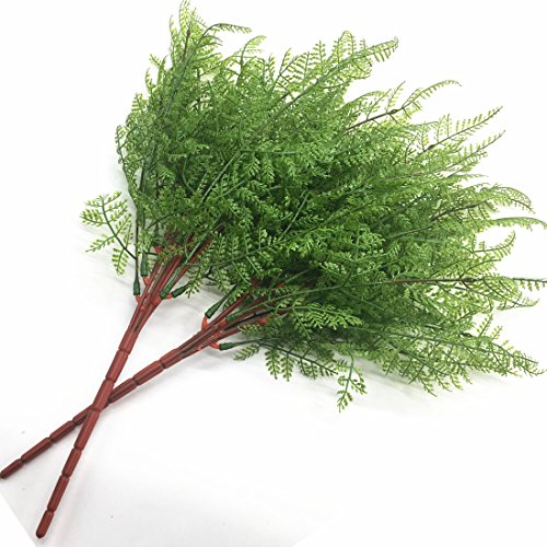 CATTREE Artificial Shrubs Bushes, Plastic Fern Leaves Persian Grass Fake Plants Wedding Indoor Outdoor Home Garden Verandah Kitchen Office Table Centerpieces Arrangements Christmas Decoration 2 pcs - color: Fern Leaves-2 Pcs