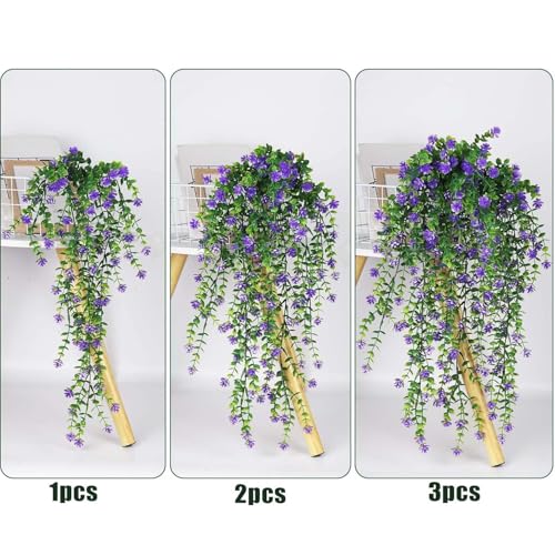 76cm Artificial Eucalyptus Flower Rattan Green Fake Plant Lvy DIY for Indoor Outdoor Wall House Weddings Patios Porches Decor (Purple) - color: Purple