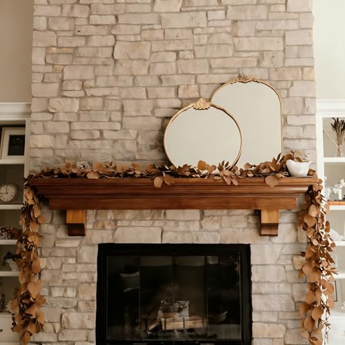 CQURE 12 Pack 84Ft Eucalyptus Garland,Artificial Eucalyptus Willow Leaves Table Greenery Garland Wreath Vines for Wedding Party Table Fireplace Bedroom Wall Room Decor - size: 84Ft-12Pack-Willow-Brown