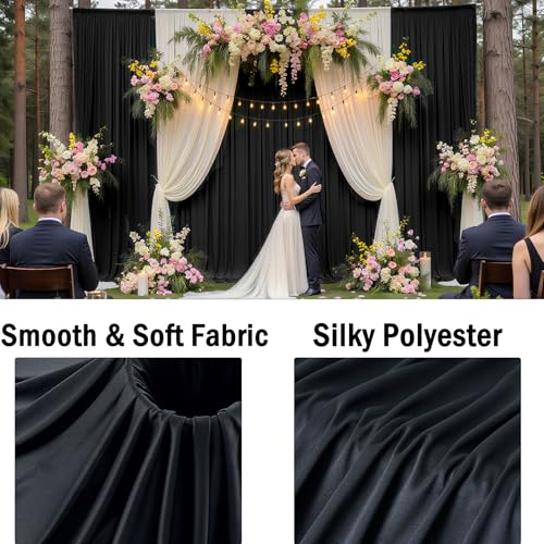 20ftx10ft Wrinkle Free Black Backdrop Curtain for Parties, 4 Panels 5x10ft Silky Polyester Photo Backdrop Drapes Back Drop Cloth Drapery for Wedding Birthday Photography Background Decor - color: Black, size: 20ftx10ft