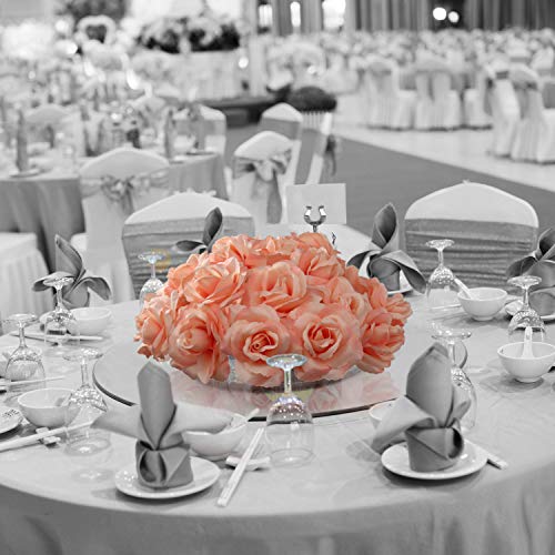 Larksilk Blush Pink Roses 50pcs Real Touch Faux for Wedding Bouquets | Bulk blush roses for wedding bouquets and centerpieces; real-touch artificial blooms with stems for DIY crafts - color: Blush Pink