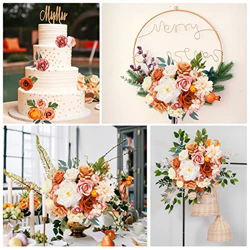 AmyHomie Champagne Artificial Flowers Combo Silk Mix Peony Rose Hydrangea Fake Flowers w/Stem for DIY Wedding Bouquets Centerpieces Arrangements Table Party Bridal Baby Shower Home Fall Decor - color: Champagne