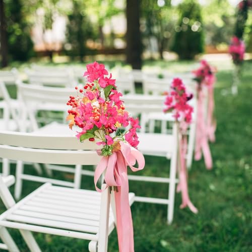 20 PCS Silk Bougainvillea Artificial Flowers，UV Resistant, 36 Branches, Long Stems Faux Flower, Realistic Fake Bougainvillea Vines, for Wedding Porch Home Party Garden DIY Decor - 38 inch (Pink) - color: 38inch Pink, size: 20 Pcs