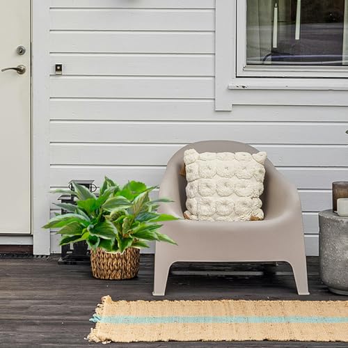 4 Pcs Artificial Hosta Plants Outdoor, 16" Fake Tropical Green Plants, UV Resistant, Realistic, Faux Green Leaf Stems for Home Offices Outside Porch Patio Balcony Garden Indoor Table Décor - color: White Edge, size: 4 Pcs