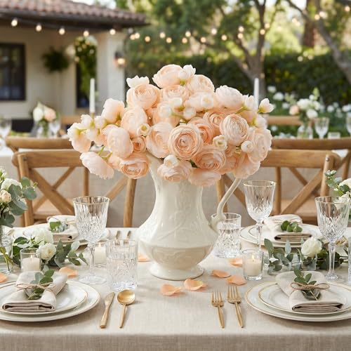 Ranunculus Artificial Flowers 18 Pcs, Faux Silk Mini Peonies Bulk Flowers for Vase, Fake Wedding Filler Flowers for DIY Bouquets, Centerpieces Arrangements Bridal Shower Decor,Cream - color: Cream