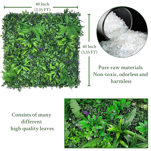 ODTORY Artificial Greenery Wall Panels: 20''x 20'' 4P UV-Anti Faux Greennery Grass Wall Privacy Backdrop Fence Screen for Garden Fence Covering Privacy, Outdoor Indoor Home Decor - size: 20”X20“ 4P