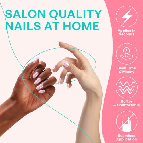 32Pcs Soft Gel Press on Nails for Women, Pink Chrome, Short Almond | Glazed Donut Aurora False Fake Nails Press Ons for Office Daily Wear, Salon Quality Reusable Glue & Stick on Nail Gift Kit - color: 2D-Pink Chrome