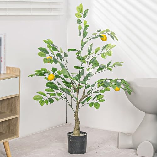 Artificial Lemon Trees with Fruits, Artificial Potted Plants Faux Lemon Citrus Tree, Fake Lemon Plant Pre Potted Faux Lemon Tree, for Home and Living Room Decoration(170cm/5.6ft) - size: 170cm/5.6ft