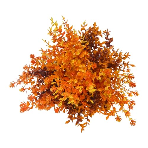 8 Bundles Multi Colored Artificial Eucalyptus Leaves, Plastic Plants, Outdoor Plants, Indoor Decorative Artificial Plants, Porch Window Frames, Green Plant Decorations (8, Autumn Colors) - color: Autumn Colors