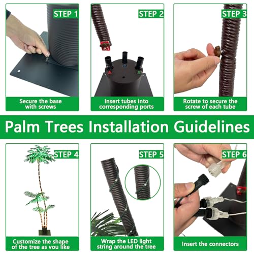 SOSHOT 7FT Solar Lighted Palm Trees for Outside Patio Light Up 260 LED Artificial Fake Tree Lights for Pool Bar Tropical Party Deck Outdoor Decorations - style: 7FT Solar