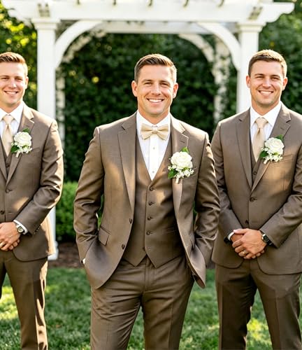 10Pcs Ivory White Rose Men Boutonnieres for Wedding Prom Party | Groomsmen Groom and Man Boutonniere for Wedding Prom, Rose Boutonniere for Men Wedding Ceremony Anniversary Party Homecoming - color: White Boutonniere 10pcs