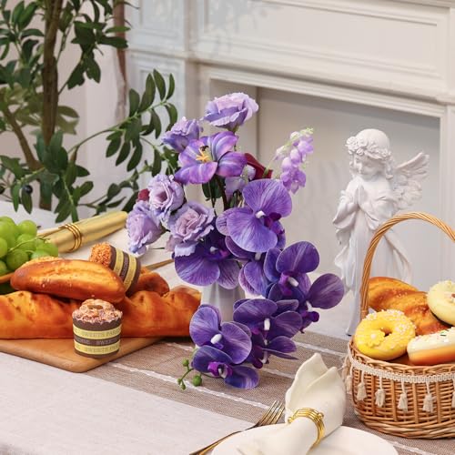 CEWOR Artificial Flowers Fake Flowers for Vase Silk Faux Flowers for Wedding Bouquets Flower Arrangements Floral Table Centerpieces Home Kitchen Garden Party Décor (Purple) - color: Purple