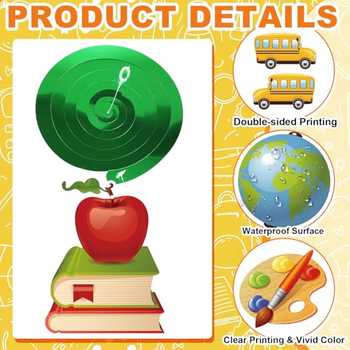 24Pcs Classroom Hanging Decorations, Welcome Back to School Party Ceiling Streamers Cutouts, Bright Hanging Swirls for Elementary Classroom Office First Day of School Teacher's Day Ceiling Decorations - color: Yellow-1