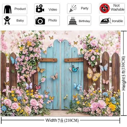 5x3ft Butterfly Floral Backdrop for Photography Spring Butterfly Flowers Girls Birthday Party Decorations Background Wedding Baby Shower Party Cake Table Decor Photo Booth Props - color: Pink04, size: 5X3FT