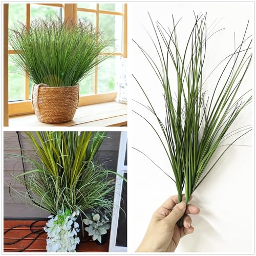 Fake Wheat Grass Plants Artificial Onion Greenery Faux Shrubs Plastic Plant Flowers Stems for Indoor Room Home Office Outdoor Decor Garden Porch Gardening Wedding Bundles DIY Decoration - 8 Pack - color: Grass - Red Pointed 8 Pack