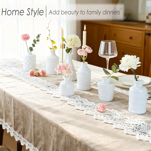 UPBUD White Glass Bud Vases Set of 12, Small Vases for Flowers, Mini Flower Vases in Bulk for Wedding Decoration, Vintage Vase for Baby Shower Centerpieces, Home Décor - color: White, size: 12pcs