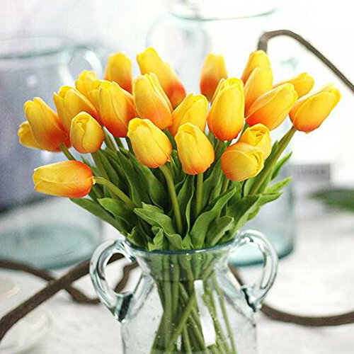 30 pcs Real-Touch Artificial Tulip Flowers Home Wedding Party Decor (Orange) - color: Orange