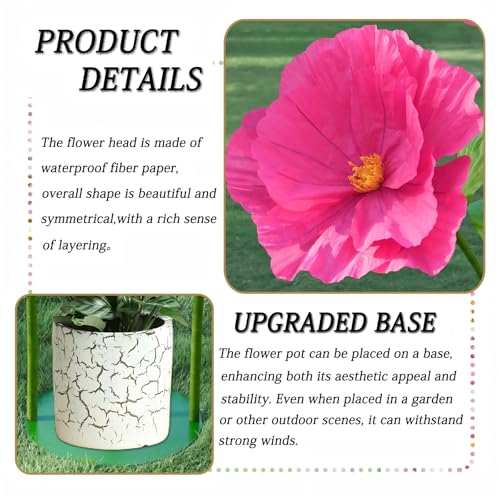 5.8 Ft Giant Artificial Flowers,Large Paper Flower,Huge Poppy Flowers Decoration for Wedding,Hotel,Office,Window Display and Home Farmhouse Decor(Red) - color: Red