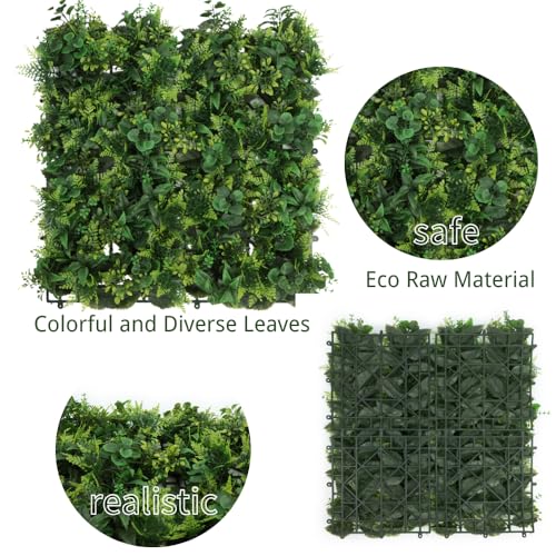 Artificial Grass Wall Panels, 12pcs 20"x20" Plant Wall Mats for Greenery Backdrop, 3sqms Outdoor Green Hedges for Privacy Screening Fence