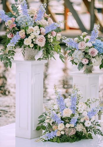 IPOPU 40" Delphinium Artificial Flowers 5PCS Faux Delphinium Larkspur Silk Flowers Long Stem Artificial Flowers for Home Wedding Floral Arrangement Centerpiece Decor(Light Blue) - color: Light Blue