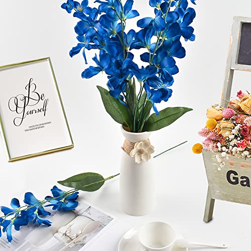 26.7'' Artificial Orchid Stems, 12Pcs Blue Silk Turquoise Orchids Flowers for Wedding Bridal Bouquet Boutonniere Wreath Table Centerpiece Outdoor Decor - color: Blue