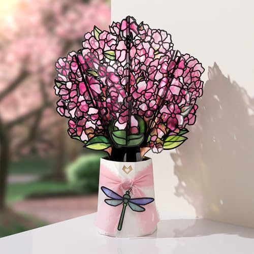 Lovepop Sun-Dappled Cherry Blossom Suncatcher Bouquet - 3D Cherry Blossom Bouquet for Friend, Mom, Grandma, Her, Sister (Sympathy, Birthday, Mother's Day) 12" - Blank Notecard & Envelope Included - color: Sun-dappled Cherry Blossom Suncatcher Bouquet