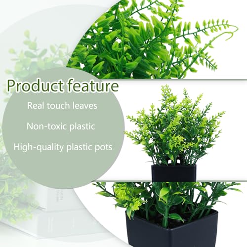 GREENTIME 4 Pack Fake Plants in Black Pot Mini Artificial Eucalyptus Potted Plant Small Faux Grass Greenery Potted for Indoor Home Office Farmhouse Bathroom Table Decoration - color: Black-4