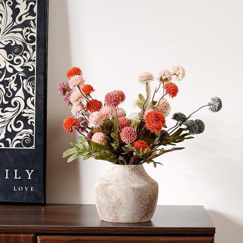 Ceramic Rustic Flower Vase, 5.12 Inch Pottery Modern Vase for Shelf, Tabletop, Vintage Farmhouse Home Decor for Coffee Table, Living Room, Mantle, Fireplace, Entryway - color: Rustic 5.12 Inch