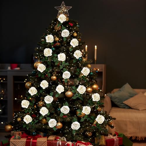 Sggvecsy 50 Pcs Artificial Roses Fake Flowers Velvet Silk Roses with Stems Bulk Realistic Faux Flowers for Bridal Bouquets Wedding Centerpieces Valentines Day DIY Home Party Decor (Ivory) - color: Ivory