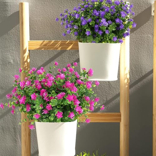 Outdoor Artificial Flowers, Outdoor Faux Plants UV Resistant hrubs,Faux Flower for Indoor Outdoor Planters Spring Summer Window Boxes Decoration (A-Purple, 12 PCS) - color: A-purple
