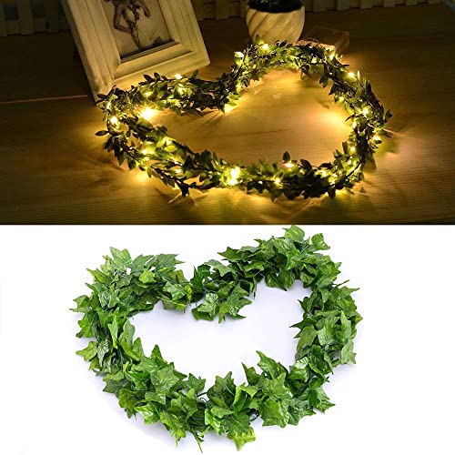 168 FT Artificial Ivy Garlands with 400 LED /132FT String Light Fake Vines for Bedroom Decor Ivy Leaves Greenery Faux Hanging Plants Green Flowers Decor for Home Kitchen Garden Office Wedding Wall - size: 24pcs Ivy with 400 LED