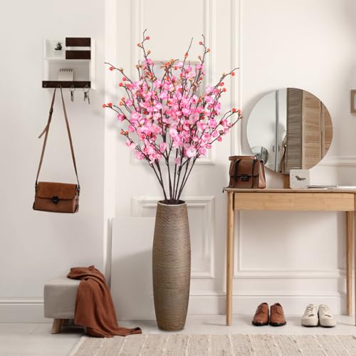 8pcs Pink Cherry Blossom Branches Artificial Flowers for Winter Spring Indoor Decoration, 36" Plum Fake Peach Plants for Wedding Home Office Bedroom Party Decor (Pink, 36in) - color: Pink, size: 36in