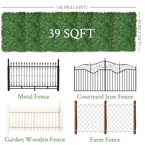 Artificial Ivy Privacy Fence Screen,40"x 140" (39 SQFT) 4-Layer Leaf UV-Anti Faux Greenery Boxwood Backdrop Ivy Vine Leaf Panels for Outdoor, Indoor, Garden,Backyard and Decor - size: 40"x140" (1)