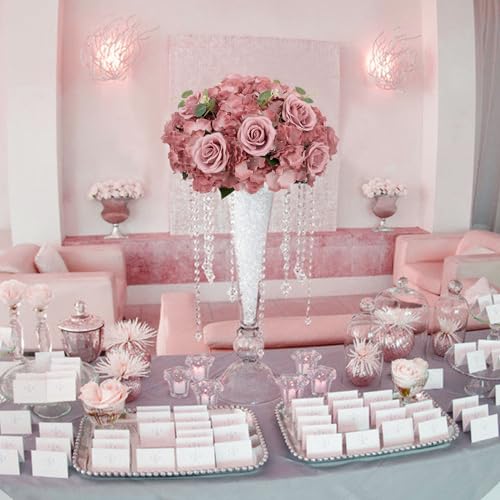 BLOSMON Artificial Flower Balls Wedding Centerpieces 6 Pcs 15.7" Large Dusty Pink Fake Flowers Rose Hydrangea Ball Arrangement Center Pieces for Table Silk Floral Bouquet for Wedding Party Home Decor - color: Dusty Rose, size: Diam 15.7" - 6 Pcs