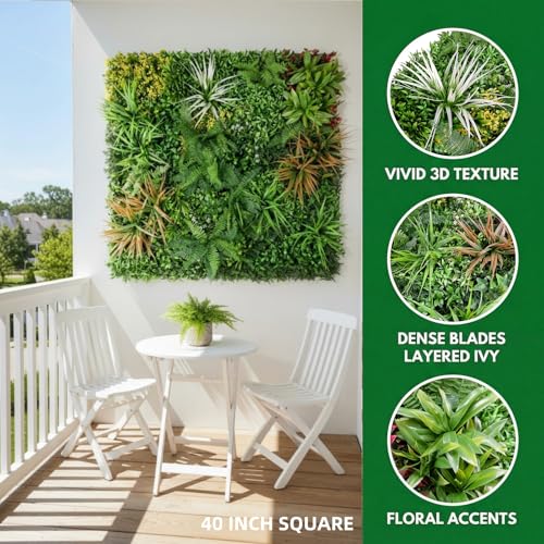 Artificial Grass Wall Panels, 40"x 40" Boxwood Hedge Wall Panels with UV Protection, Privacy Screen Fence, Greenery Wall Backdrop for Indoor Outdoor Garden Fence Backyard Decor - color: Z001