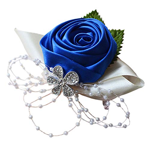 Arlai 1 pcs Wedding Bridesmaid Bride Wrist Corsage Decoration Hand Flower, Dark Blue - color: Navy Blue