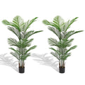 6ft Artificial Palm Tree in Weighted Pot - UV Resistant Tall Fake Plants for Outside Patio, Large Fake Plant Indoor Outdoor, Triple Trunk Faux Palm (Set of 2) (6 FT x 2)